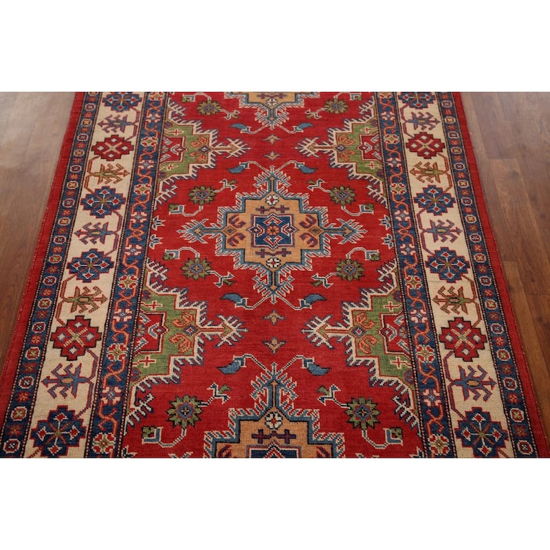 Oriental Kazak Area Rug Handmade Wool Carpet - 4'0" x 5'10"