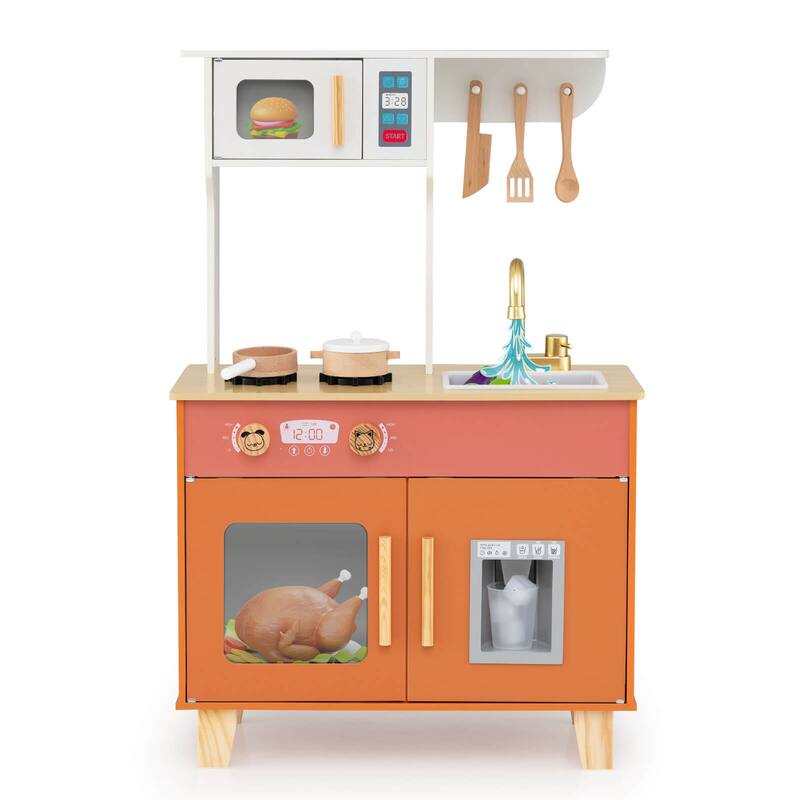 Costway Kids Play Kitchen with Microwave Stoves Rotation Knobs Ice - See Details
