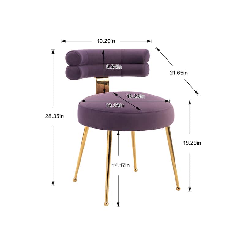 Velvet Upholstered Tubulous Side Dining Chair with Golden Legs(set of 2)