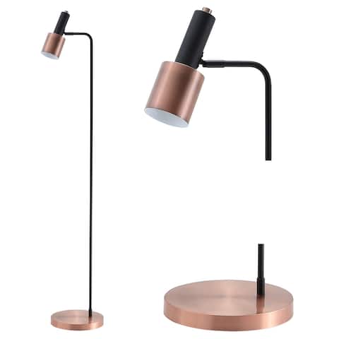 Brady 59.50" Metal LED Task Floor Lamp, Copper/Black by JONATHAN Y