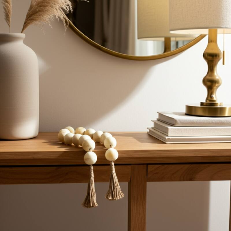 Resin Modern Decorative Beads with Jute Detailing and Textured Accents