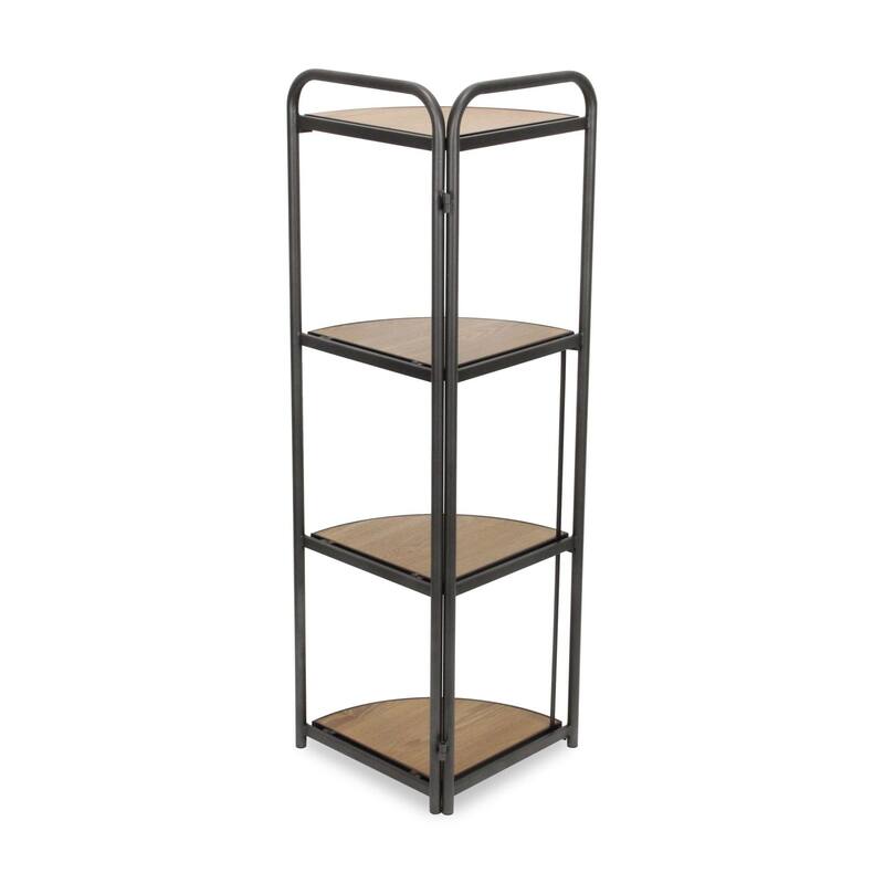 4 Tier Foldable Corner Shelf - 46.5" - Brown and Gray