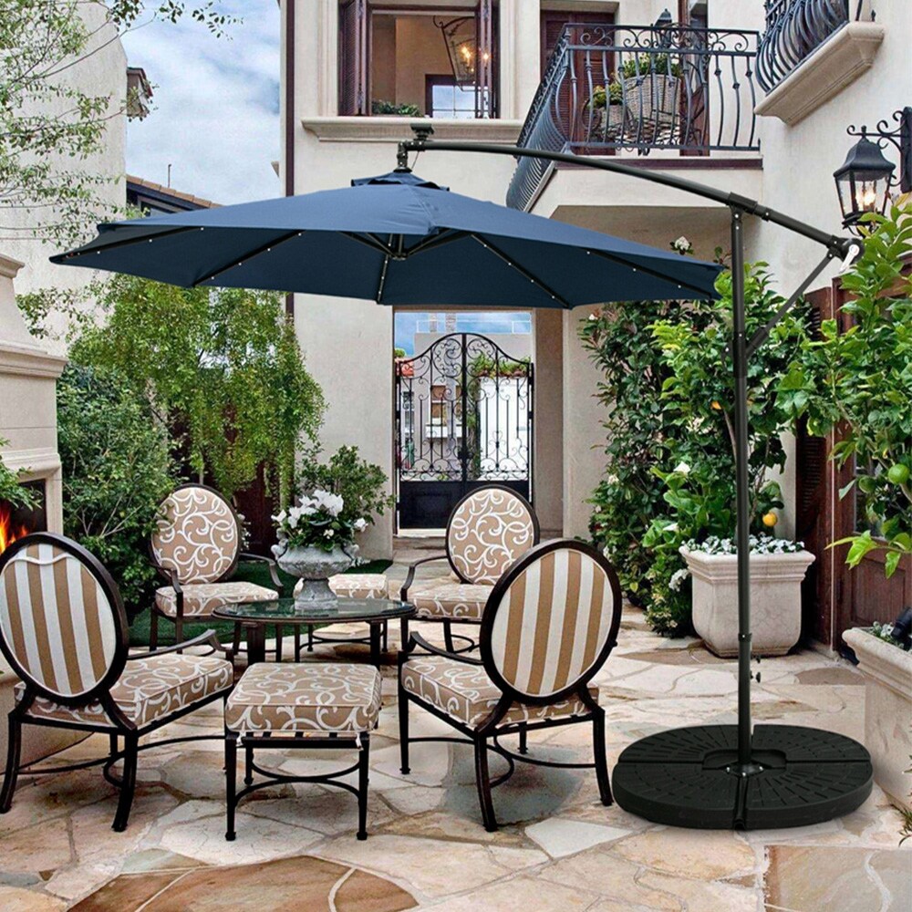 Shop Black Friday Deals On Ainfox 10ft Solar Offset Hanging Patio Umbrella Base Not Included Overstock 31727510