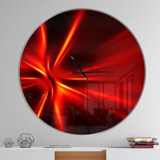 Designart 'Red and Yellow Rays' Oversized Modern Wall CLock