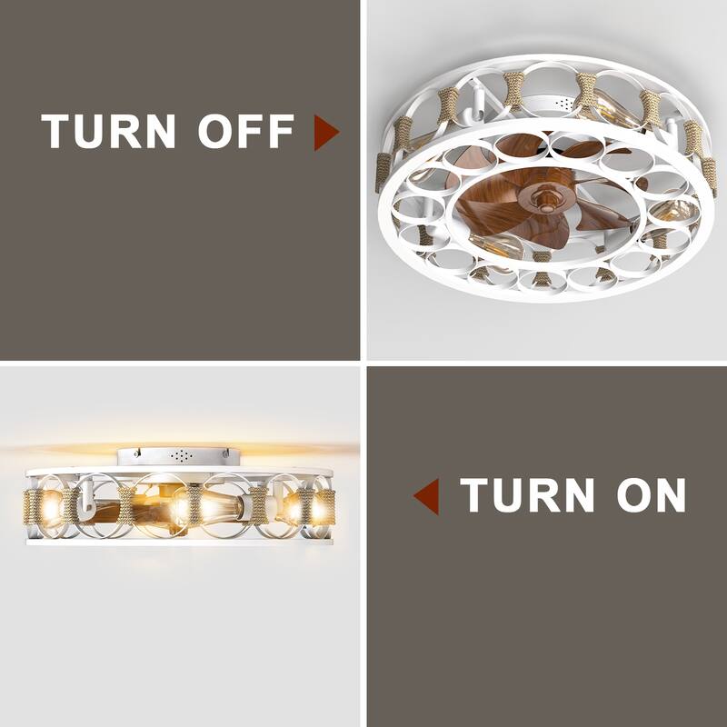 20-in White Modern Flush Mount Ceiling Fan with Light and Remote - 19.7 in. D x 19.7 in. W x 6.1 in. H