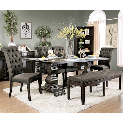 Mesta Traditional Grey 6-Piece Dining Table Set with Bench by Furniture of America