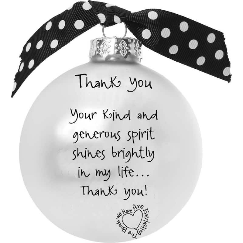 4" Black White Christmas Ball Ornament with Thank You So Much Print