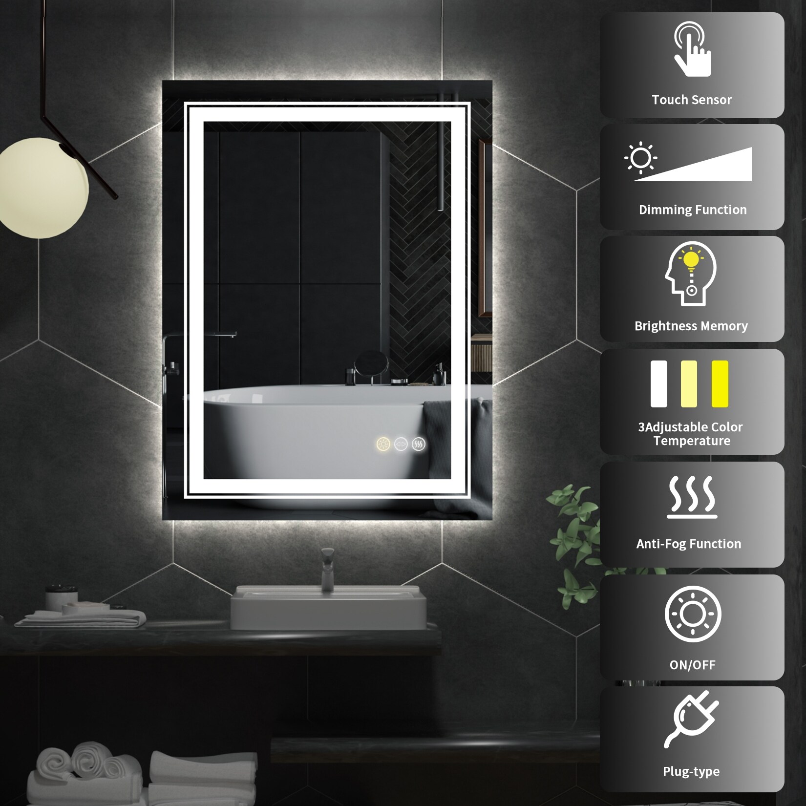 Large Rectangular Frameless Anti-Fog LED Wall Bathroom Vanity Mirror 32''  x 24'' Bed Bath  Beyond 35272448
