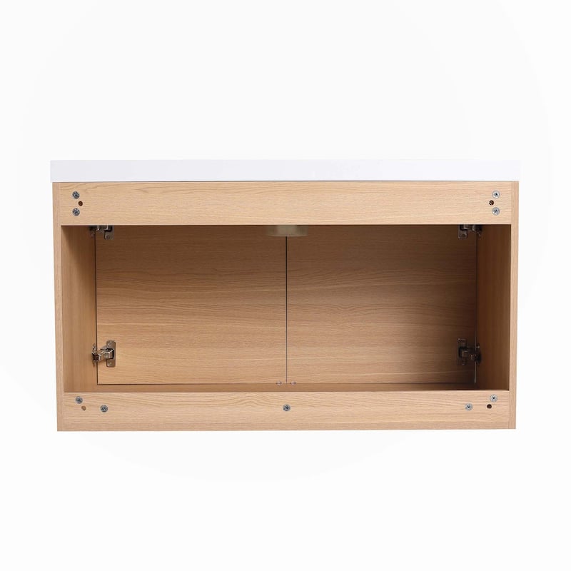 Oak 36 Inch Bathroom Vanity with resin Countertop Sink