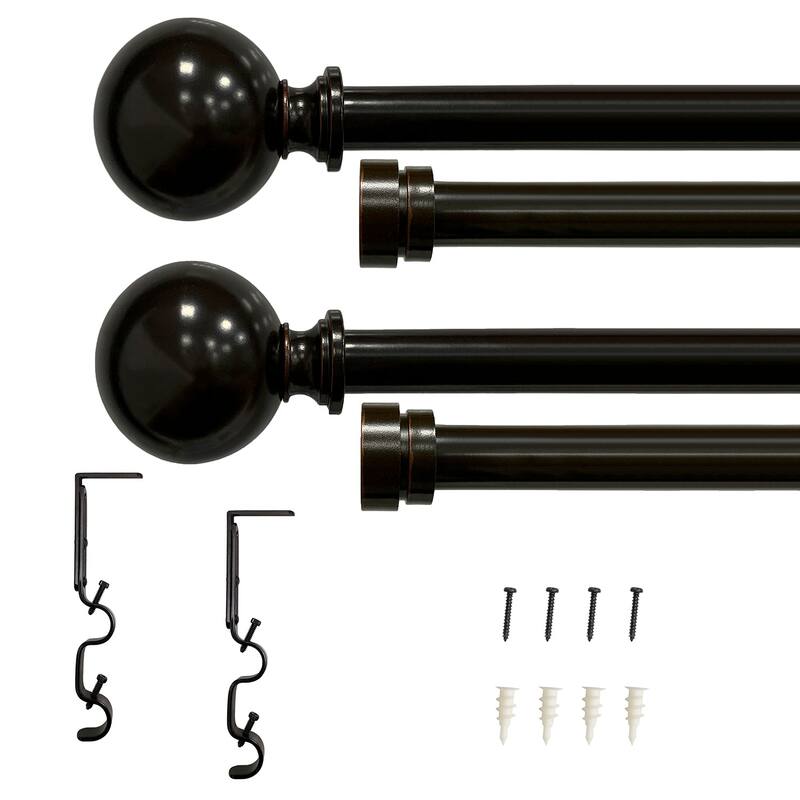 Lumi 3/4" Double Curtain Rod Oil Rubbed Bronze/ Silver- Ball finials - 36"-66" - Oil Rubbed Bronze