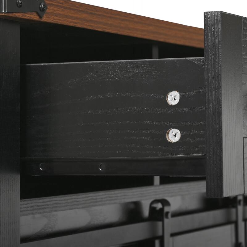 Farmhouse Kitchen Island with Storage, Rolling Kitchen Island on 5 Wheels with Spice Rack