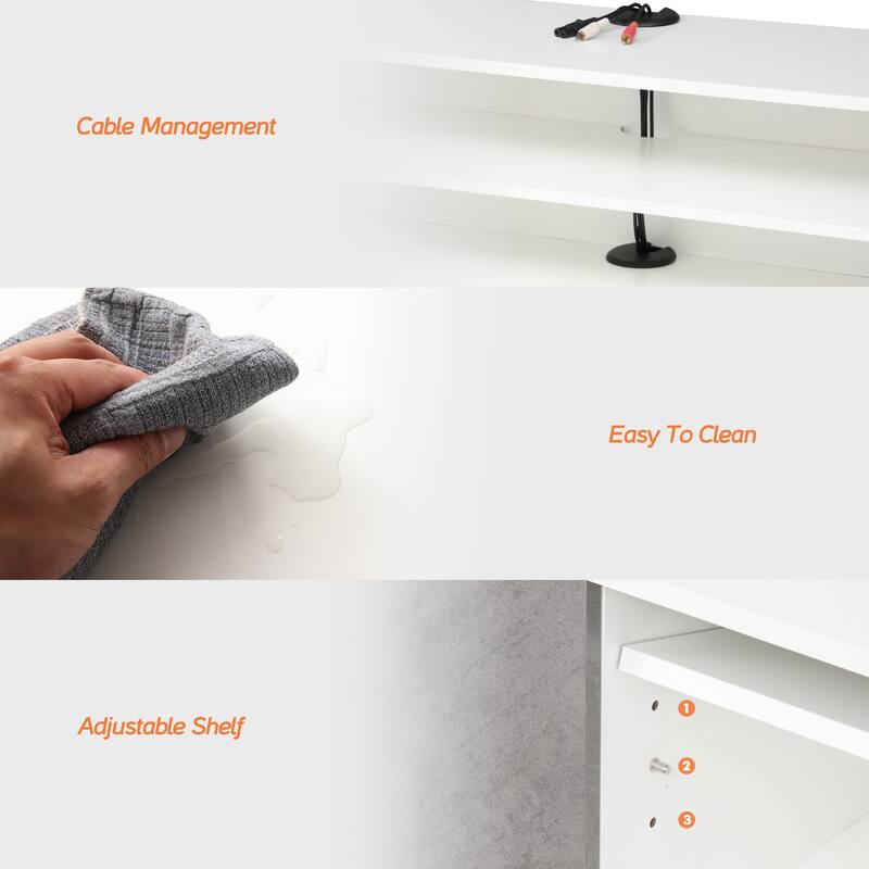 Floating TV Stand Entertainment Center with Open Storage,White and Grey