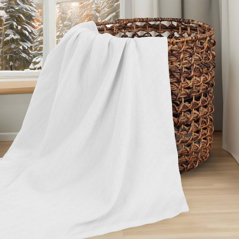 Blue Nile Mills Striped Jacquard Dobby Weave Cotton Throw Blanket