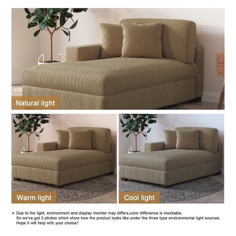 Upholstered Corduroy Chaise Lounge Chair With Pillow, Chaise Lounges For Interior