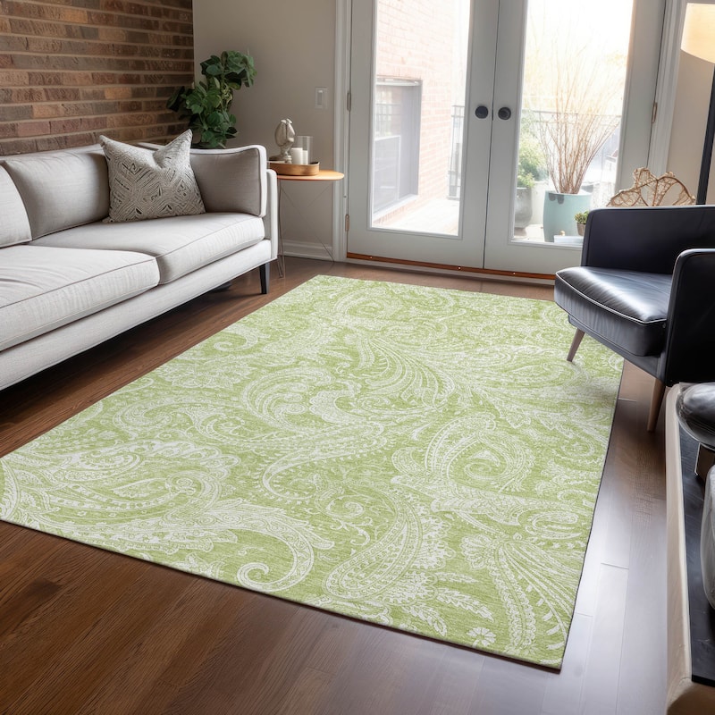 Machine Washable Indoor/ Outdoor Chantille Traditional Paisley Rug - Aloe - 2'6" x 3'10"
