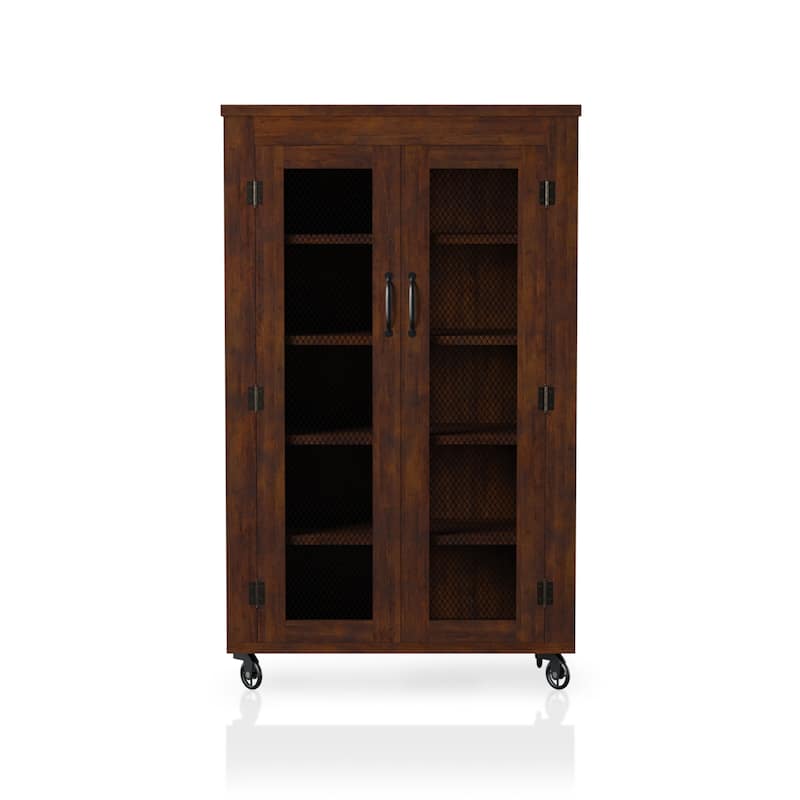 Layson Transitional Walnut 5-shelf Mobile Cabinet by Furniture of America