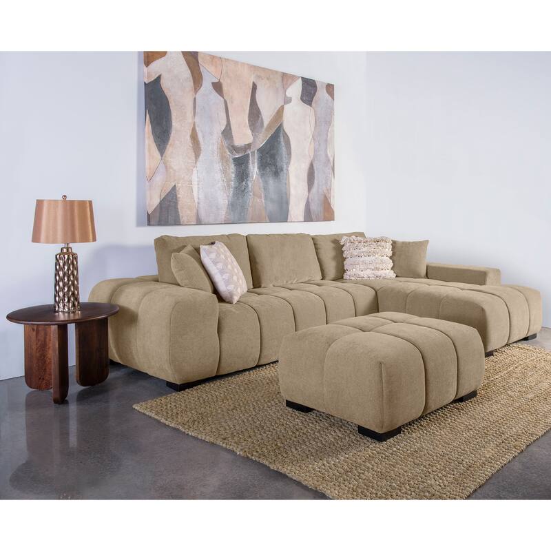 Plather Upholstered Sectional Chaise Sofa
