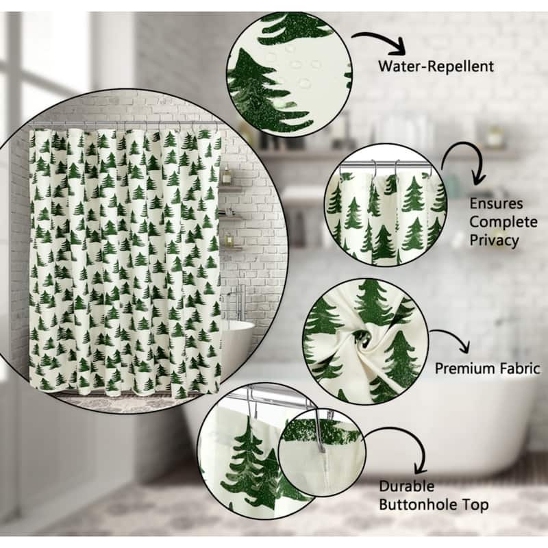 Royale Linens Pack of 1 Double Brushed Microfber 1800 Thread Printed Shower Curtain for Bathroom 72 Inches X72 Inches