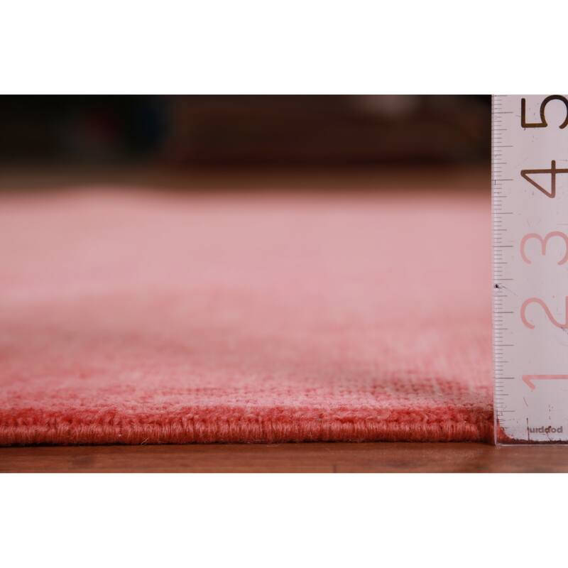 Hand Knotted Oriental 100% Wool Carpet Modern Solid Pink Gabbeh Area Rug - 9' 0'' X 6' 0''