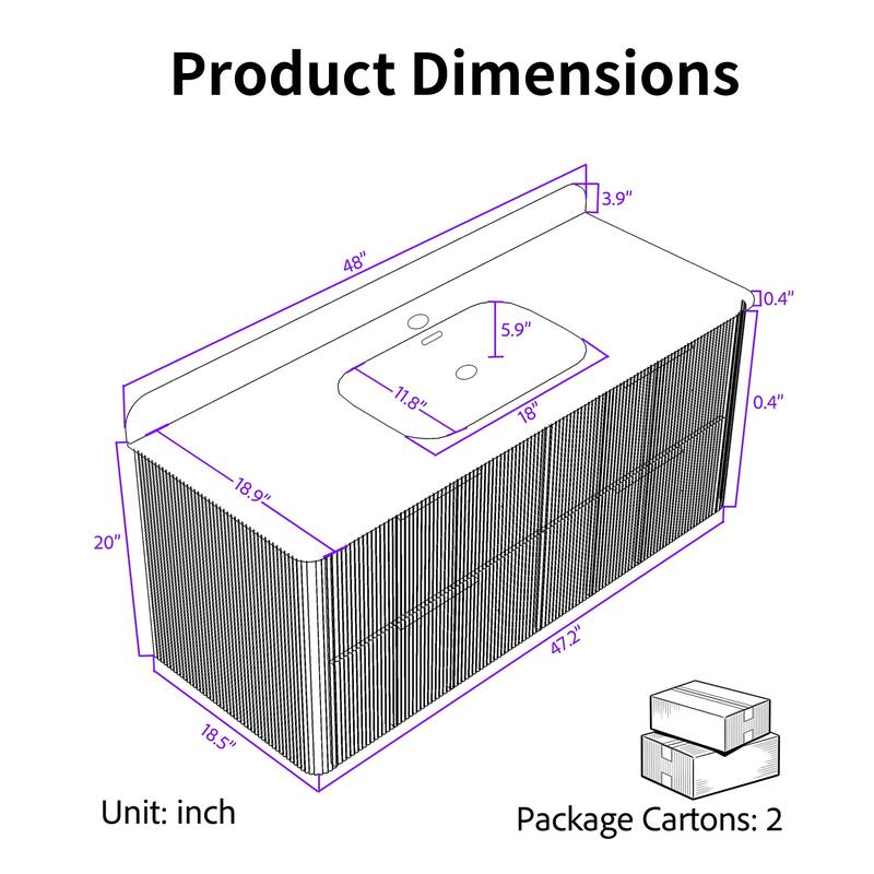 Modland 48" Fluted Floating Vanity with Sink - 48 inch