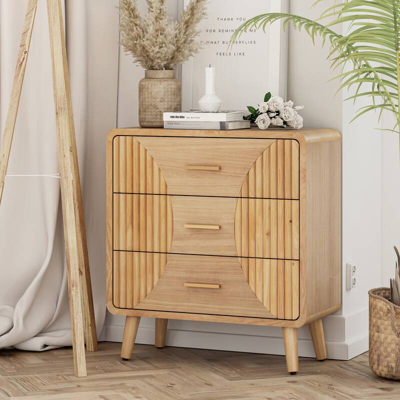 COZAYH Farmhouse Nightstand, Mid Century Nightstand with Handcrafted , Boho, Rustic Style, Natural Wood