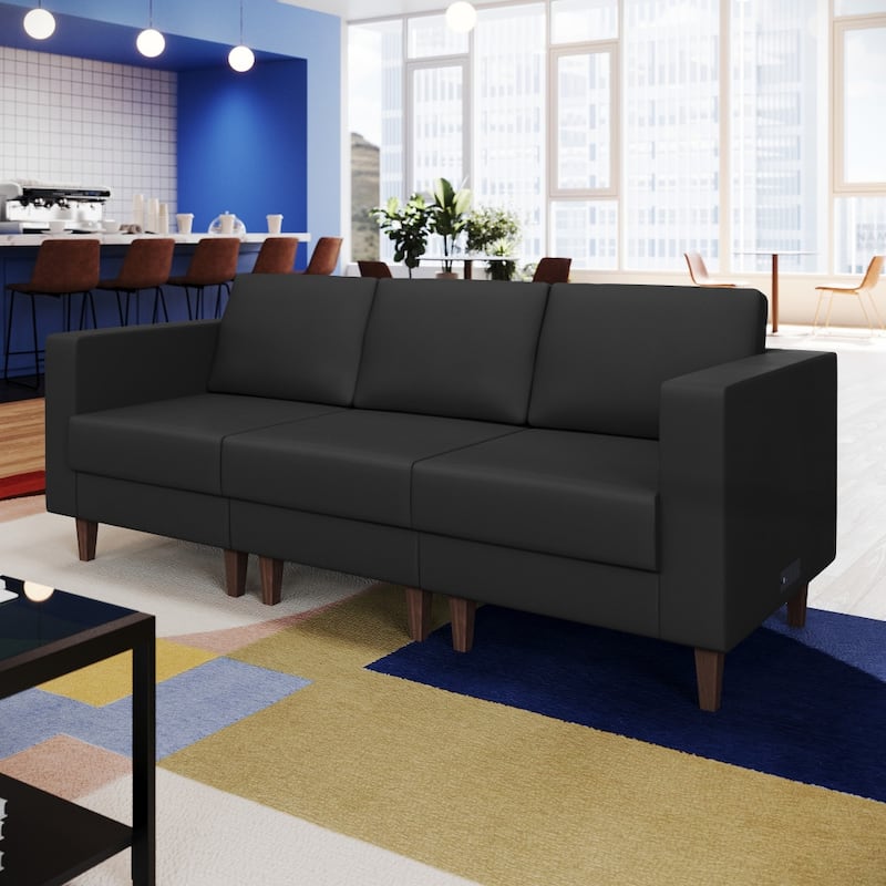 Commercial Modular Armless Middle Chair with Solid Wood Legs - 28.25"W x 31.5"D x 31.75"H