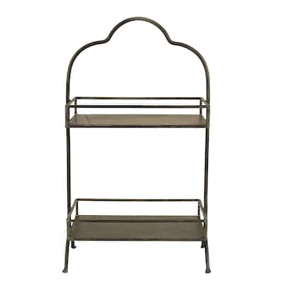 Decorative Metal 2 Tier Tray with Handle