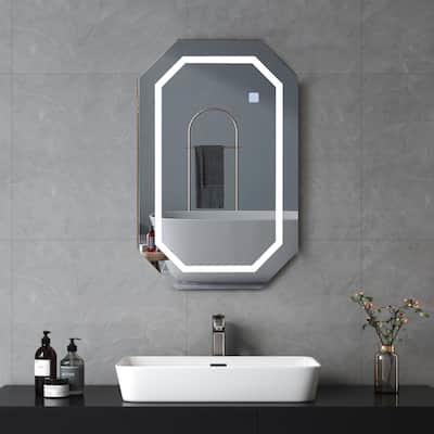 VECELO White Storage Bathroom Mirrors, Makeup Mirror & Ample Storage Storage, Wall Mounted Mirror