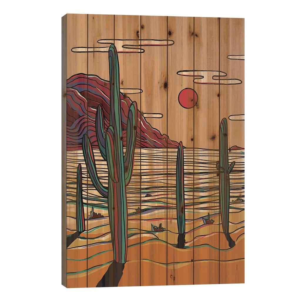 Colorful Cacti Print On Wood by Illunatica - Multi-Color