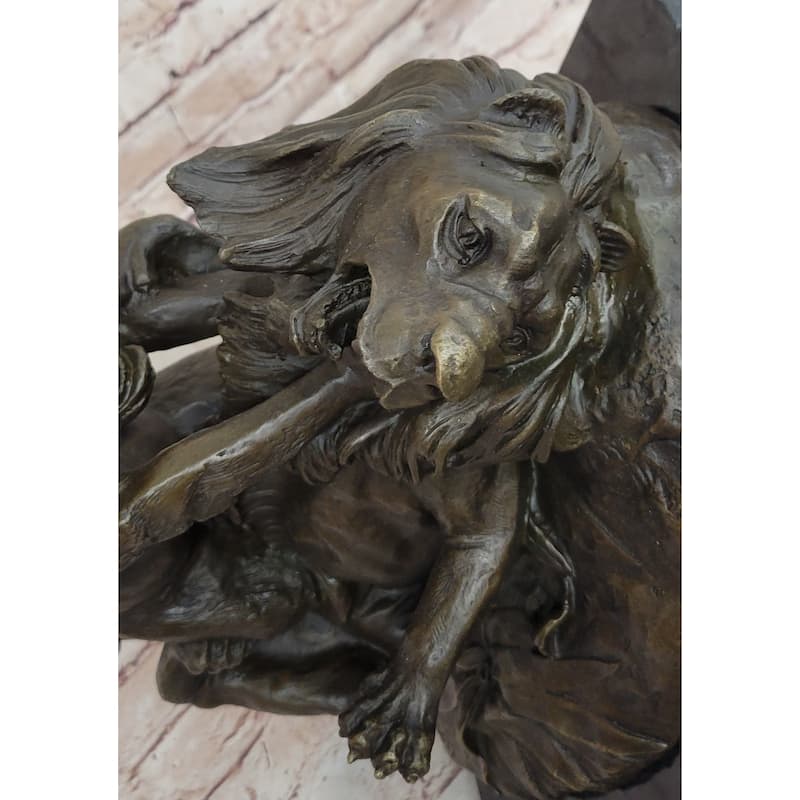 Bronze Sculpture Statue Of A Imitative Gorilla Vs. Imitative Lion By Clovis Edmon Mon
