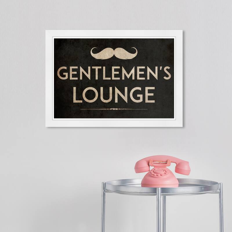 Gentlemen's Lounge TJX Modern Gold Framed Wall Art Print for Man Cave