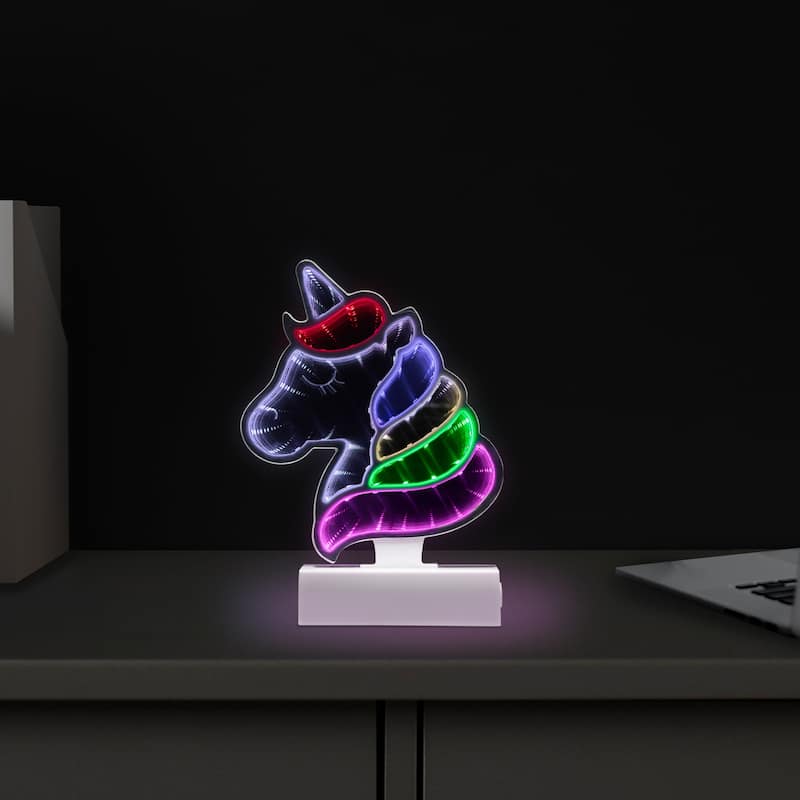 LED Lighted 3D Unicorn Infinity Mirror - 8"