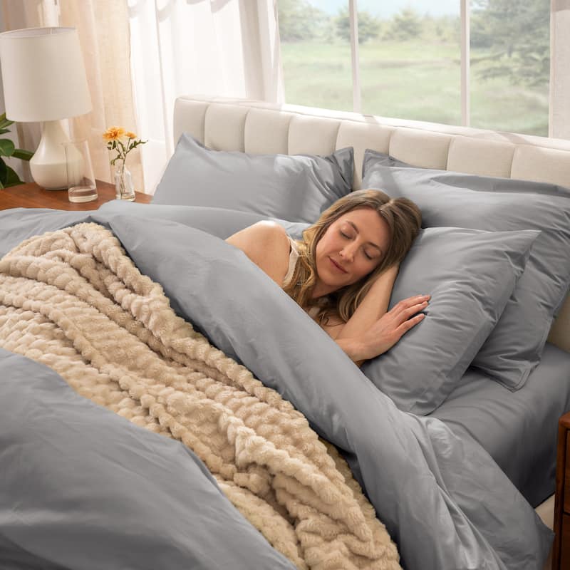 Bare Home Organic Cotton Percale Duvet Cover Set