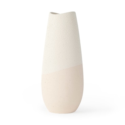Salar Cream Gourd Style Crackled Ceramic Vase (14")