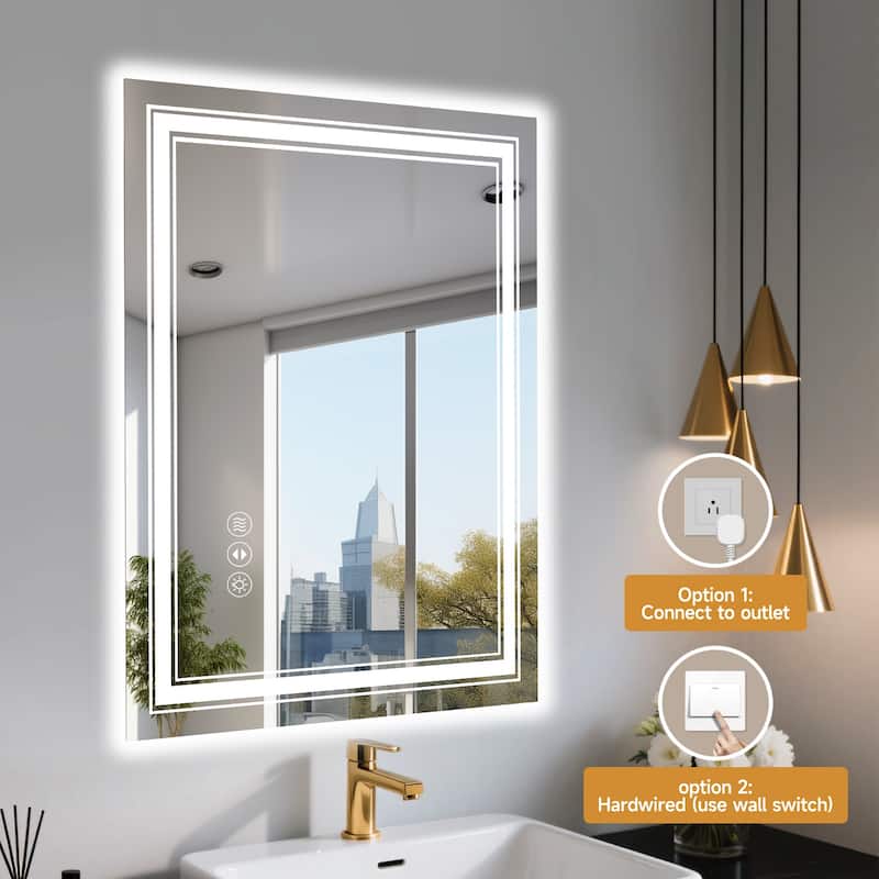 24x36 Inch Frameless LED Bathroom Mirror,Smart Mirror