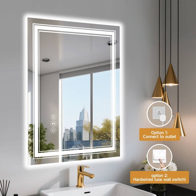 48x32 Inch Frameless LED Bathroom Mirror,Smart Mirror