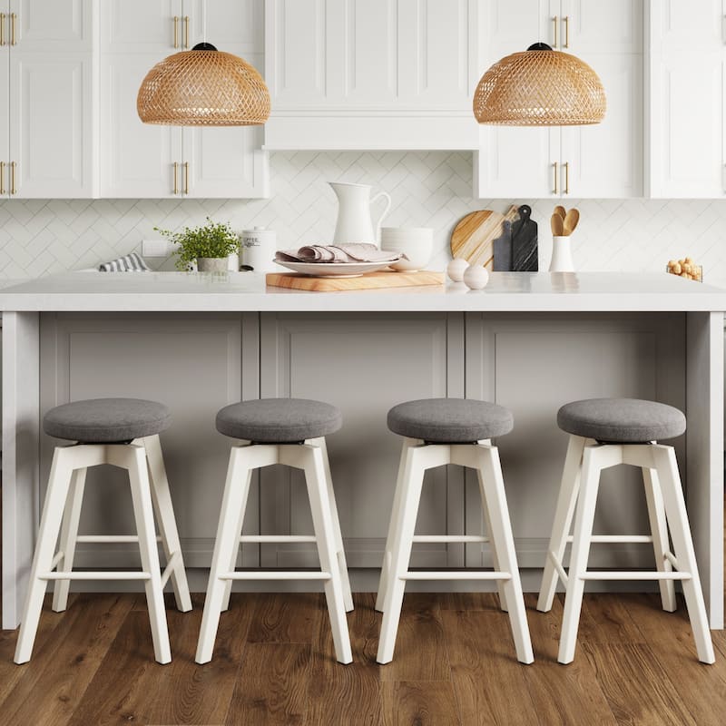 Nathan James Amalia Backless Counter Height 360 Swivel Seat Wood Bar Stool