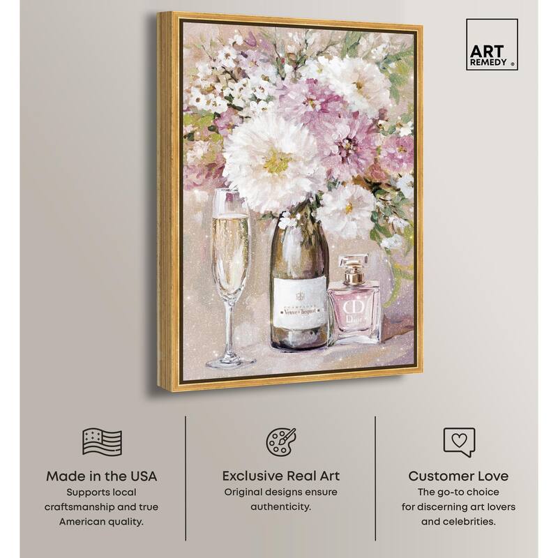 Light Floral Champagne Vase Canvas by Art Remedy