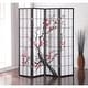 preview thumbnail 3 of 8, Roundhill Furniture Japanese 4-Panel Screen Room Divider, Plum Blossom Black