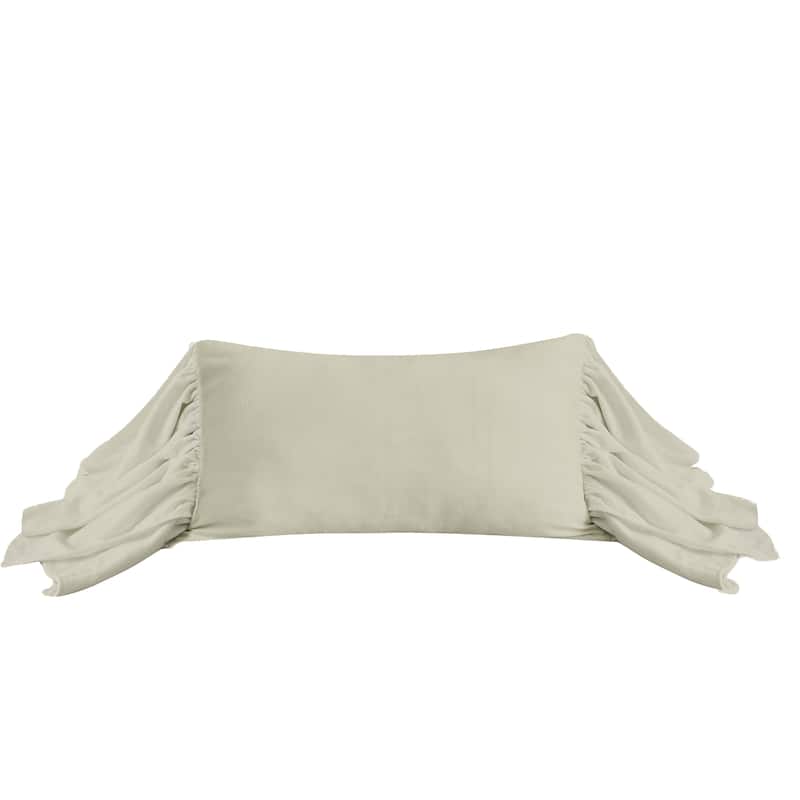 HiEnd Accents Luna Washed Linen Long Ruffled Pillow, 16"x26"