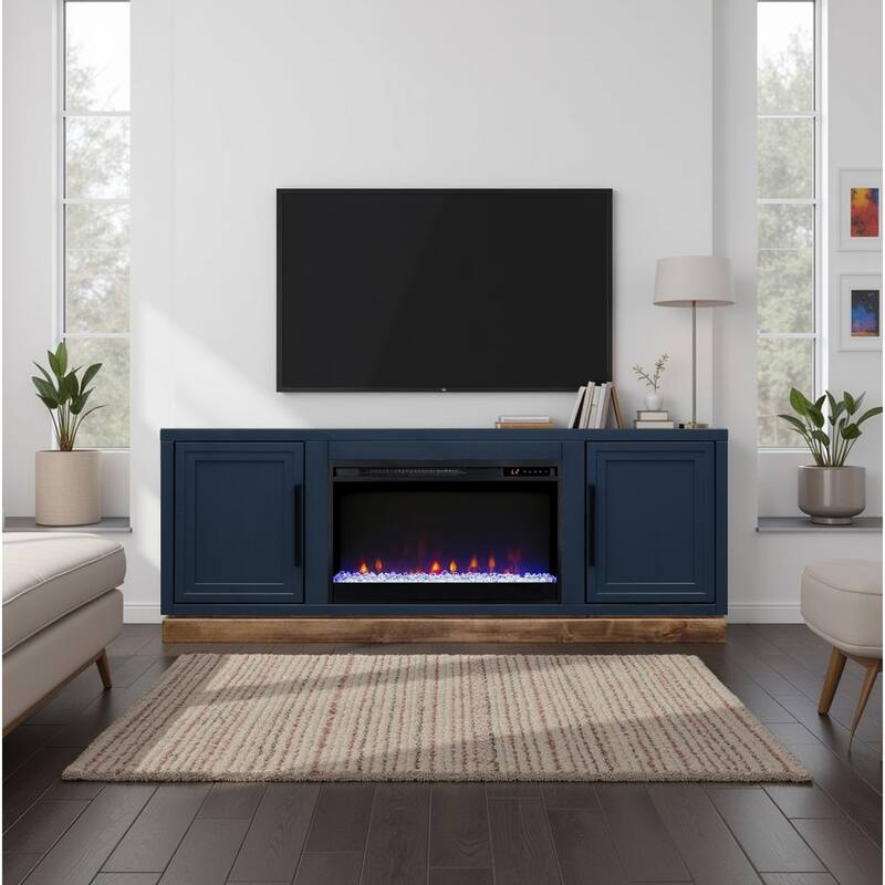 Bridgevine Home Nora 64 inch Fireplace TV Stand, for TVs up to 85 inches, Two-Tone Finish