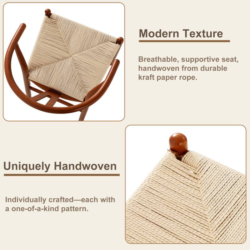 Set of 2 Handwoven Boho Dining Chairs