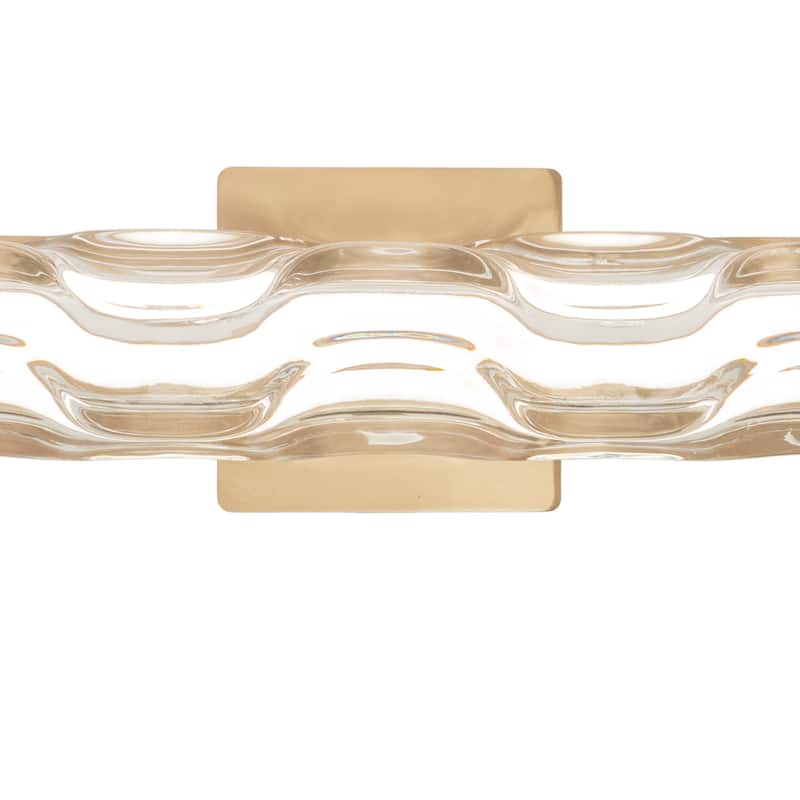 Marseille 1-Light Bathroom Vanity Lighting Fixture, Clear Wave Glass Shade, Dimmable, Integrated LED, Wall Mounted Sconce