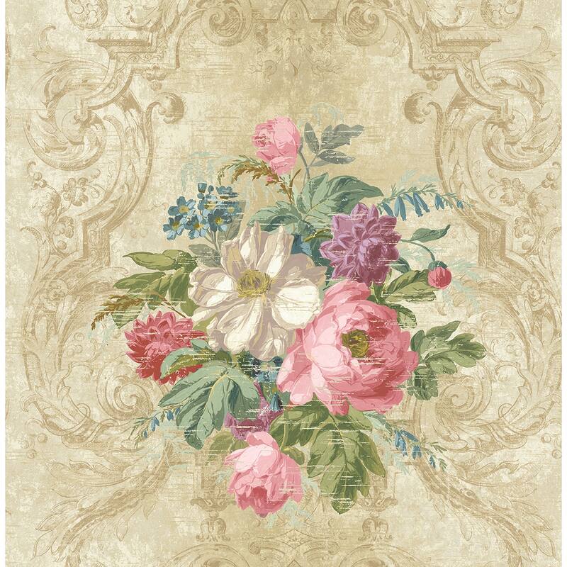 Seabrook Designs Foust Framed Floral Unpasted Wallpaper