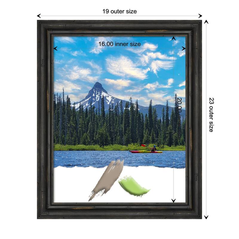 Rustic Pine Black Narrow Wood Picture Frame, Photo Frame, Art Frame - 16x20