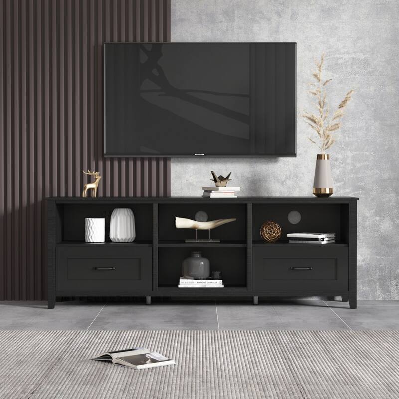 Oaks Aura 70'' TV Stand with 2 Drawers and 4 High-Capacity Storage Compartment, 3 Colors for Living Room and Bedroom