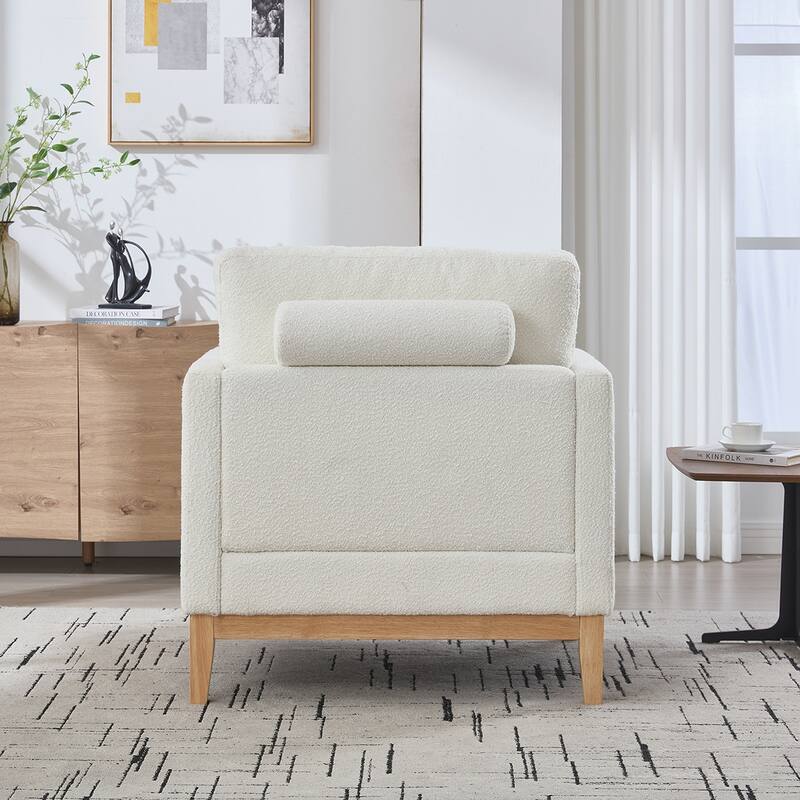Wood Base Arm Chair with Two Pillows