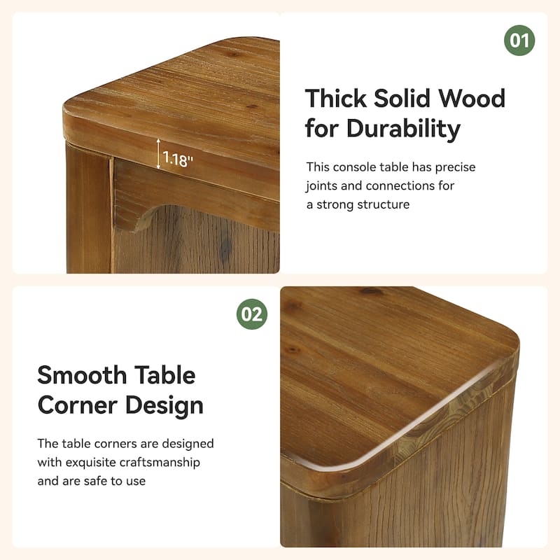 Solid Wood Entryway Table with 2-Tier Storage