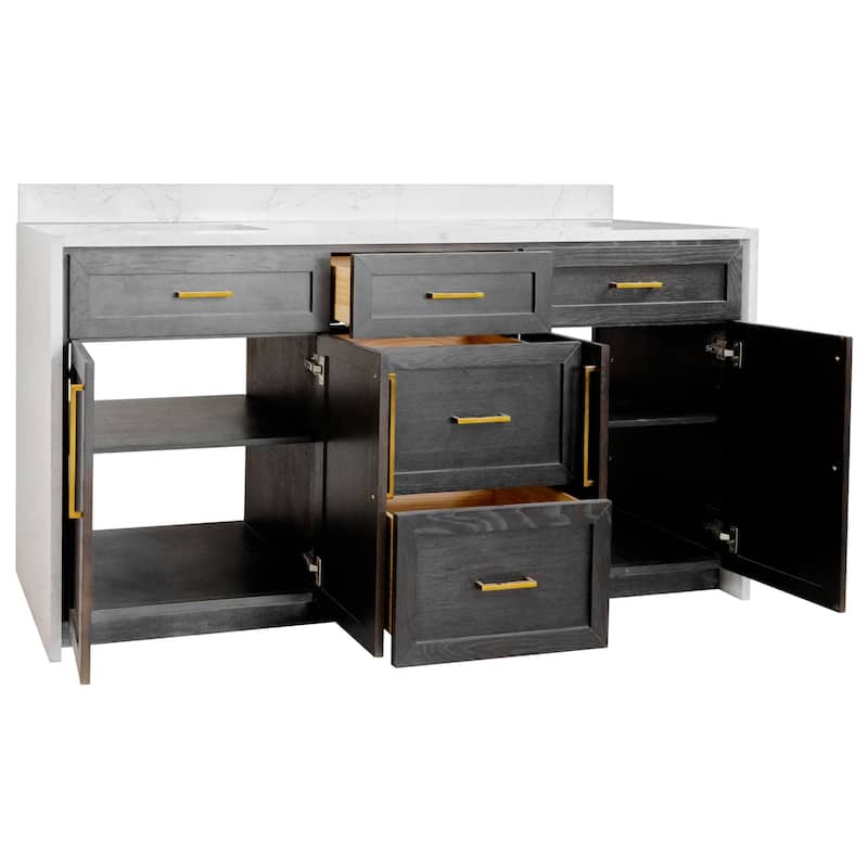 KitchenBathCollection Palisade 72" Double Waterfall Vanity with Engineered Marble Top