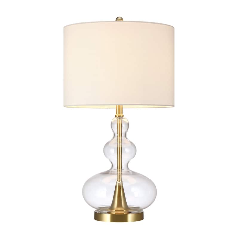 Glass Table Lamp with White Shade - 24.5 in. H